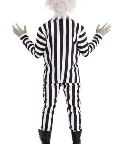 Beetlejuice Black And White Zebra Stripes Costume Suit.