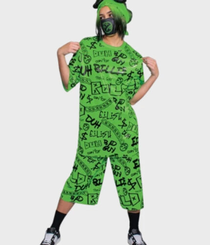 Billie Eilish Green Printed Costume For Halloween 2023.
