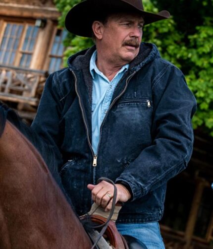 Kevin Costner Yellowstone John Dutton Hooded Denim Jacket