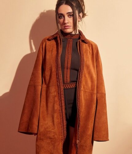 Pj Bottoms 2023 Rachel Sennott Brown Suede Leather Coat