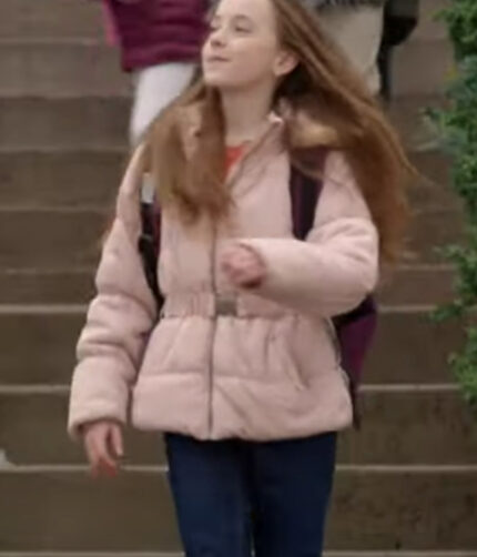 Annie Film My Christmas Guide 2023 Ava Weiss Pink Puffer Jacket