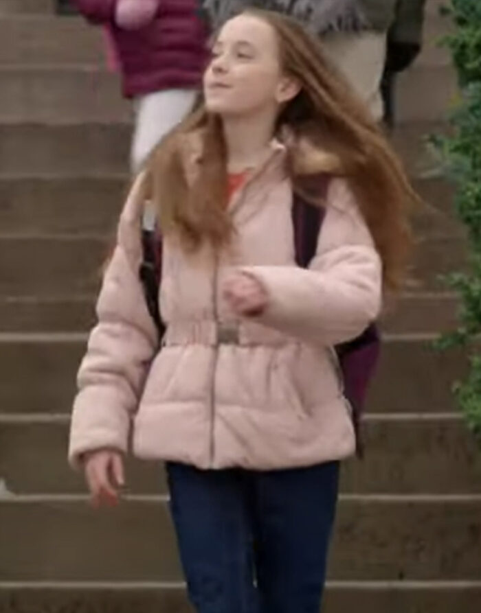 Annie Film My Christmas Guide 2023 Ava Weiss Pink Puffer Jacket